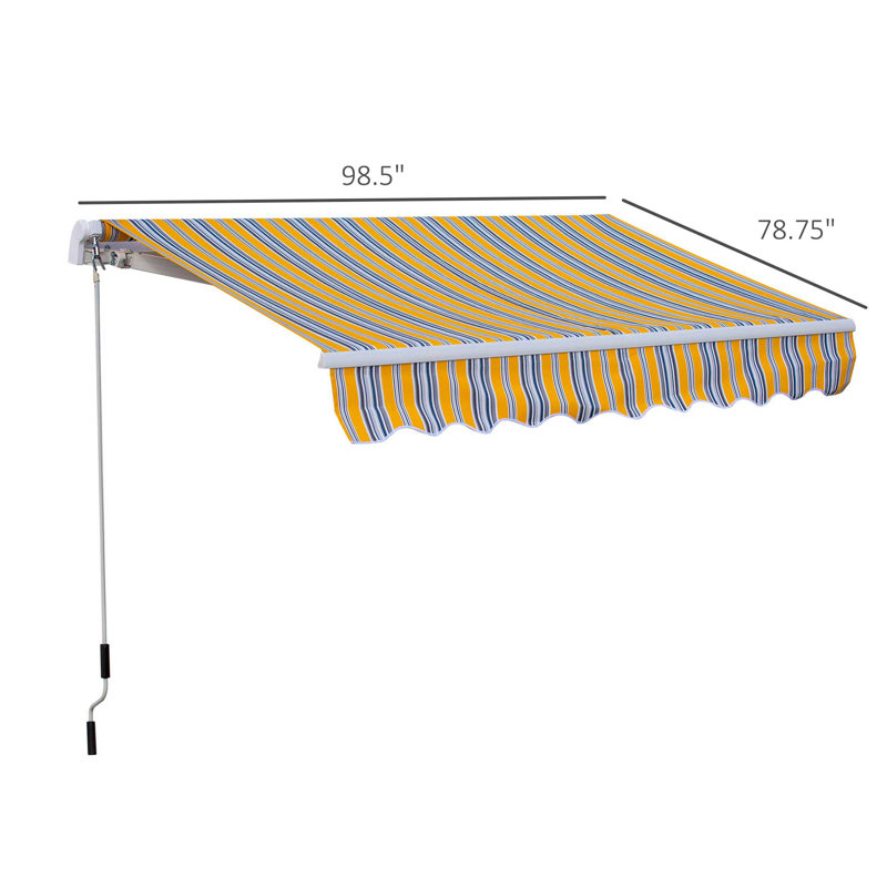 Outsunny Manual Sun Shade 8 ft. W x 7 ft. D Fabric Retractable Standard